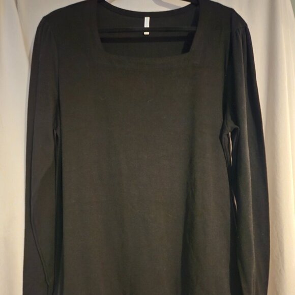 Netsmile womens square neck long sleeve black tunic with lace hem size XL - Picture 1 of 6